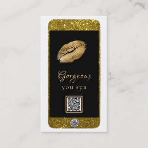 Carte De Visite Glam Luxe QR Logo Photo Téléphone portable diamant