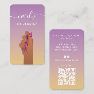 Carte De Visite Glam Main Leopard ongle Imprimer Qr Code Médias so