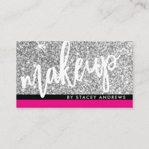 Carte De Visite GLAM MAKEUP brush script argent parties scintillan