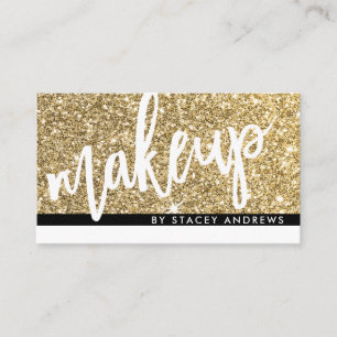 Carte De Visite GLAM MAKEUP pinceau en or lettré parties scintilla