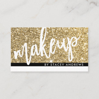 Carte De Visite GLAM MAKEUP pinceau en or lettré parties scintilla