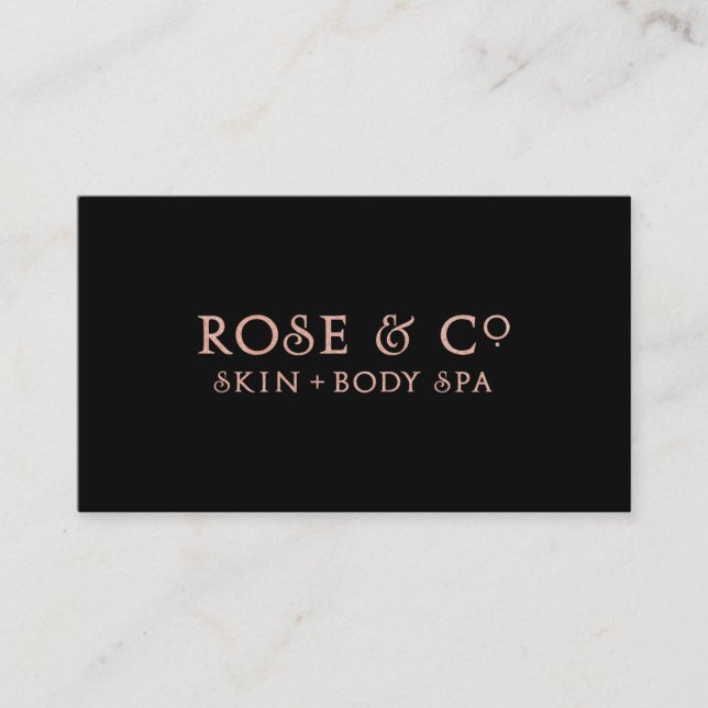 Carte De Visite Glam minimal noir brillant or rose (Devant)