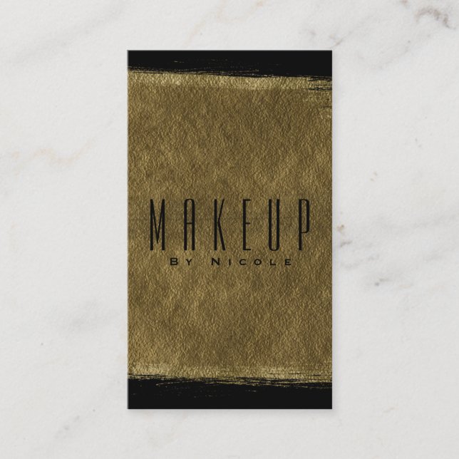 Carte De Visite Glam Noir & Or Moderne Glamour Feuille Chic (Devant)