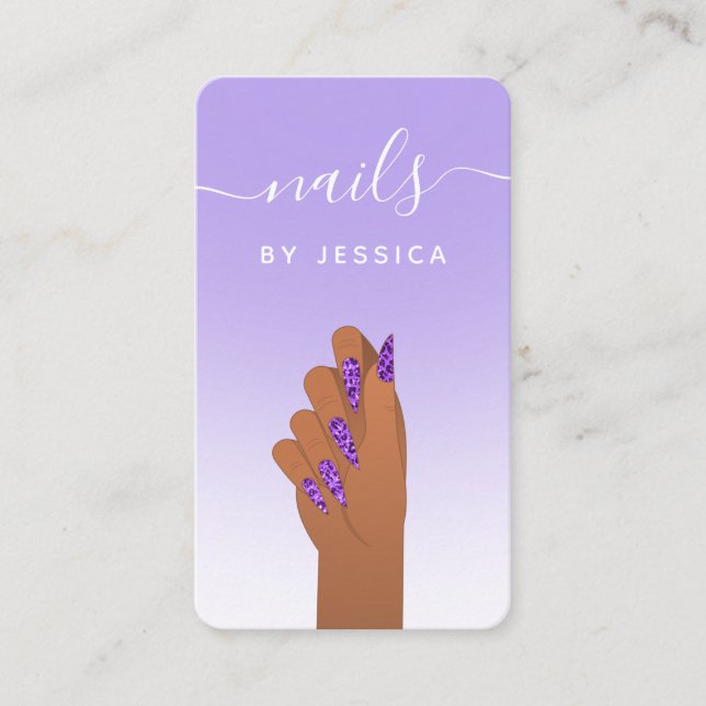 Carte De Visite Glam Parties scintillant Cheetah Imprimer Clou Art (Devant)