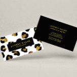 Carte De Visite Glam Parties scintillant Gold White Empreinte de l<br><div class="desc">Si vous êtes une patronne de femme, ces impressionnants cartes de visite glamour modernes sont le moyen parfait pour donner une première impression mémorable à votre client. Carte de réseautage moderne, girly animalier, avec image numérique d'impression lepard en or blanc, noir et parties scintillant. Superposition à bande noire. Idéal pour...</div>