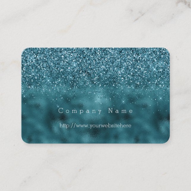 Carte De Visite Glam Parties scintillant turquoise Glitz (Devant)