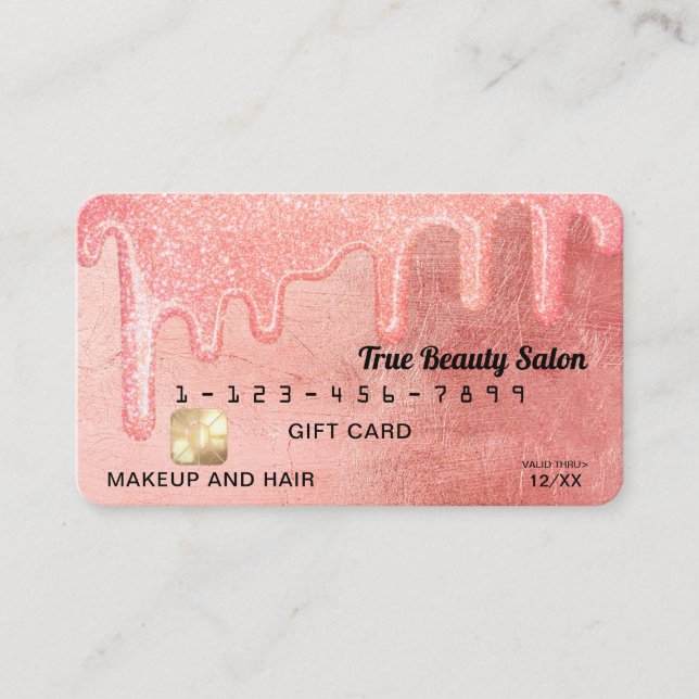 Carte De Visite Glam Peach Pink épais Parties scintillant Drift Cr (Devant)