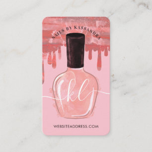 Carte De Visite Glam Pink Drives Clou Polonais bouteille Monogramm