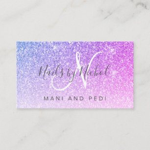 Carte De Visite Glam Pink Purple Parties scintillant Mani Pedi Nai