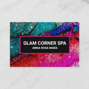 Carte De Visite *~* Glam Rainbow QR Parties scintillant Glitz Beau