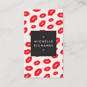 Carte De Visite Glam Red et rose Lip Print pour les artistes maqui