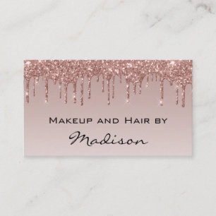 Carte De Visite Glam Rose Gold Faux Paillettes Gouttes Artiste Maq