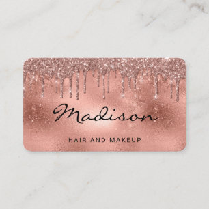 Carte De Visite Glam Rose Gold Paillet métallisé Cheveux & Maquill