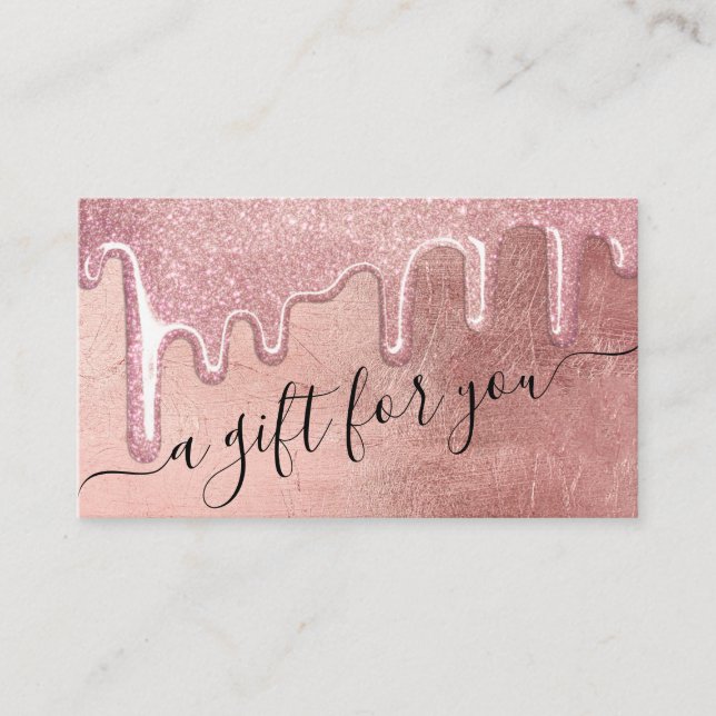Carte De Visite Glam Rose Gold Parties scintillant épaisse certifi (Devant)