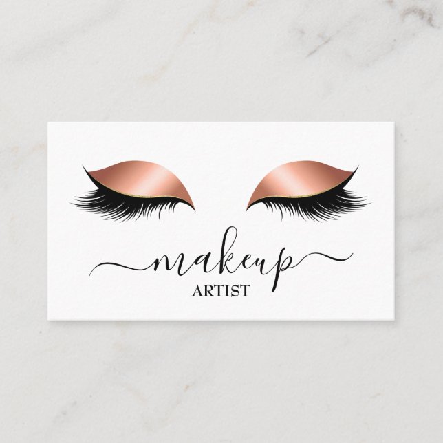 Carte De Visite Glam Rose Gold Parties scintillant Lashes Maquilla (Devant)