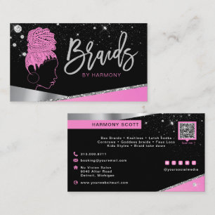 Carte De Visite Glam rose Parties scintillant argenté Diamants Br
