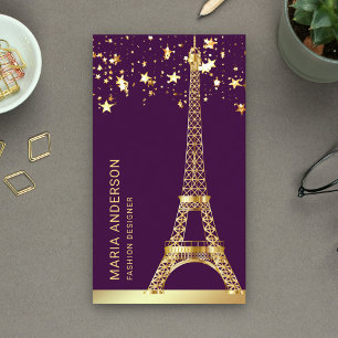 Carte De Visite Glam Stars Confetti Gold Foil Paris Tour Eiffel