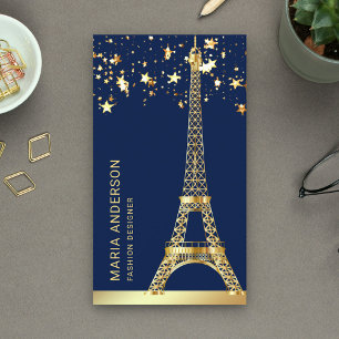 Carte De Visite Glam Stars Confetti Gold Foil Paris Tour Eiffel