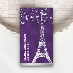 Carte De Visite Glam Stars Confetti Silver Foil Paris Tour Eiffel