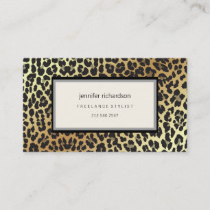 Carte De Visite Glam Stylish chic Empreinte de léopard et Gold Fo