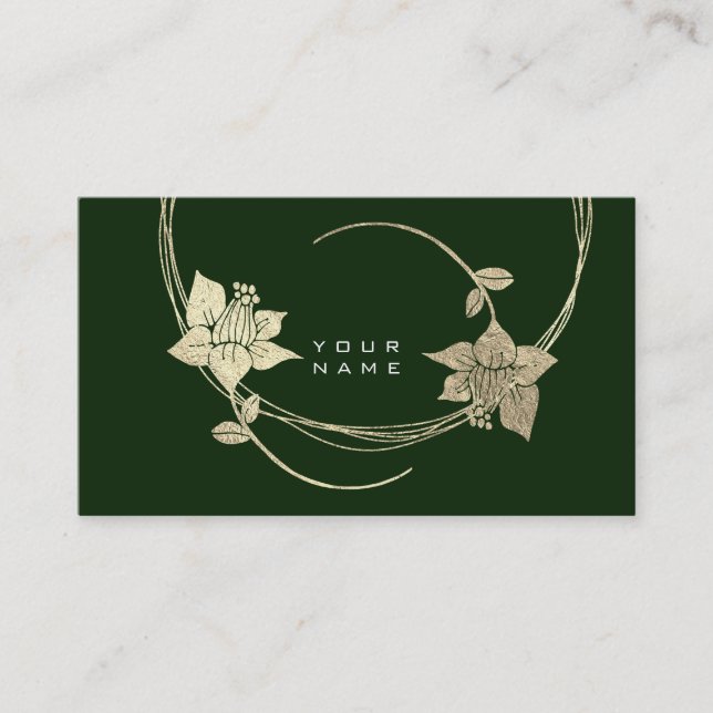 Carte De Visite Glam vert Foxier Gold Floral Lilac Cali (Devant)