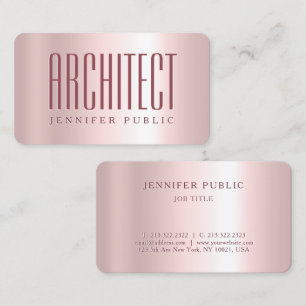 Carte De Visite Glamor Modèle Luxueux Architecte Rose Gold