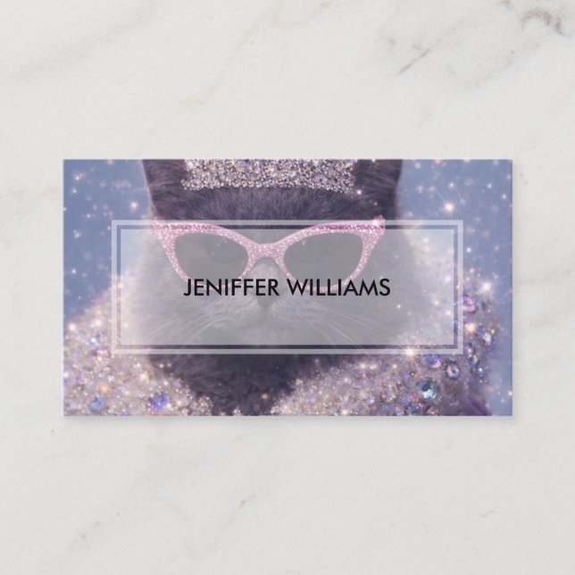 Carte De Visite Glamorous Queen Cat Sparkling Fantasy Portrait     (Devant)