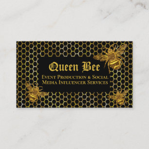 Carte De Visite Glamour Black Gold Queen Bee Événements Influencés