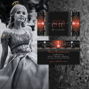 Carte De Visite Glamour Black Orange Squigglé Bijoux Monogramme