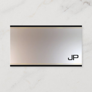 Carte De Visite Glamour de monogramme attrayant or argent chic sim