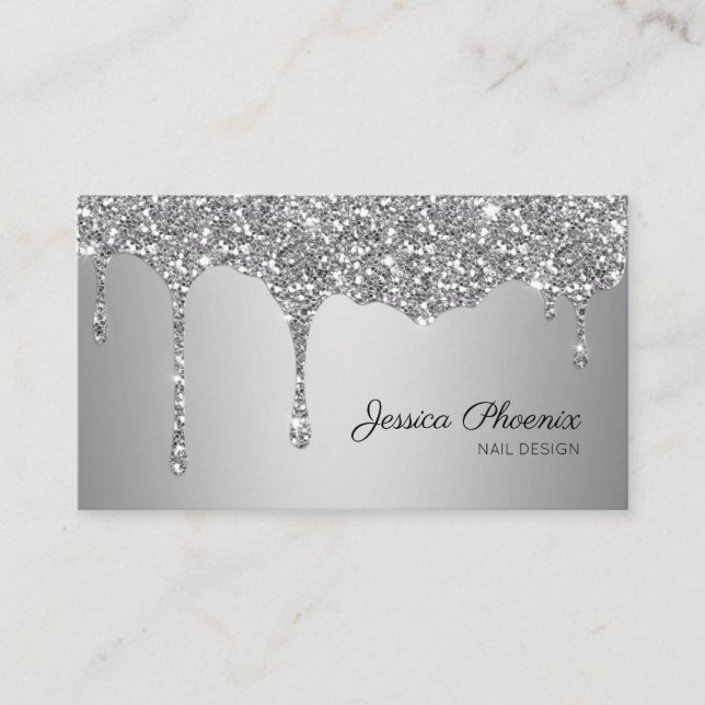 Carte De Visite Glamour Glamour Silver Glitzer (Devant)
