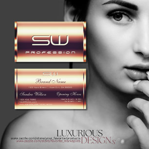 Carte De Visite Glamour Rose Gold Faux Initiales 3D Heures d'ouver