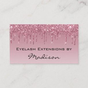 Carte De Visite Glamour Rose Gold Violet Paillettes Gouttes Faux C
