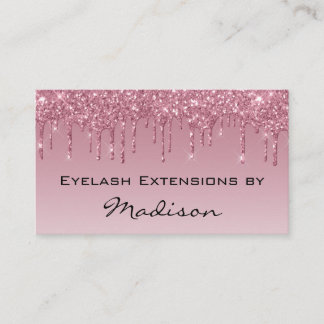 Carte De Visite Glamour Rose Gold Violet Paillettes Gouttes Faux C