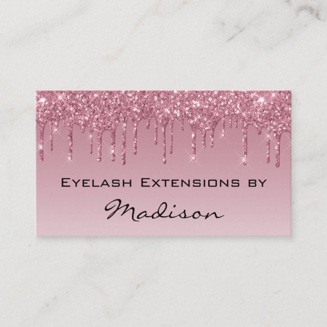 Carte De Visite Glamour Rose Gold Violet Paillettes Gouttes Faux C (Devant)