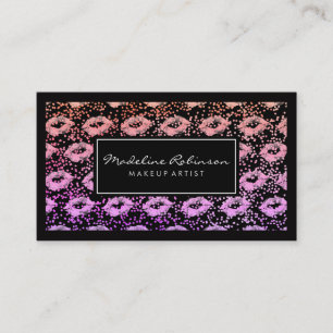 Carte De Visite Glamour Vibrant Paillettes Baisers Taches Bordure 