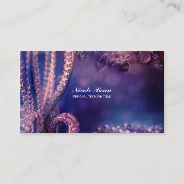 Carte De Visite Glamour Violet Éclat Chic Glamour Perles Élégant (Devant)