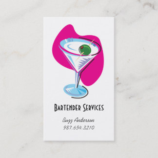 Carte De Visite glass_fuchsia de martini de barman