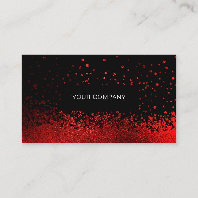 Carte De Visite Glitter Drop Rouge Noir (Devant)