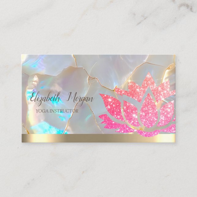 Carte De Visite  Glitter Lotus Flower Yoga Opal Stone (Devant)