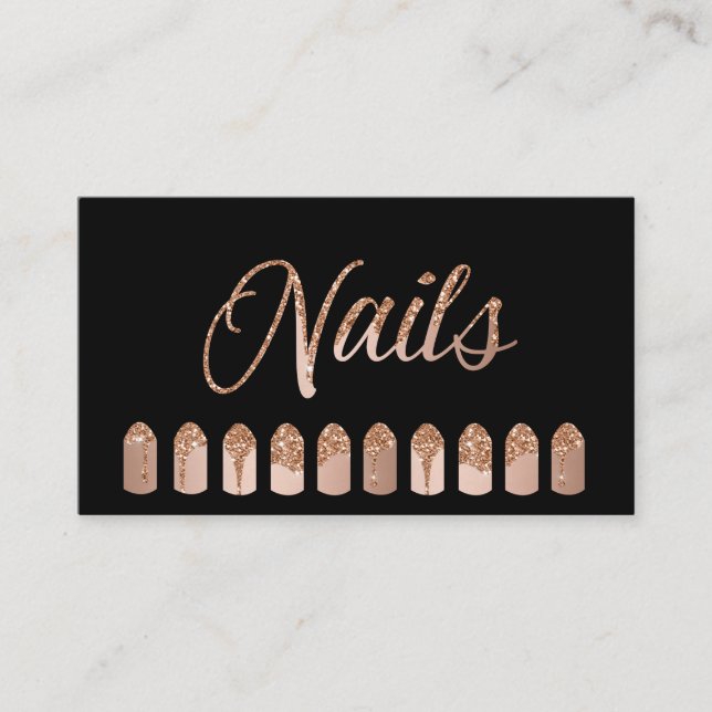 Carte De Visite Glitter Nails Artist Dripping Rosegold (Devant)