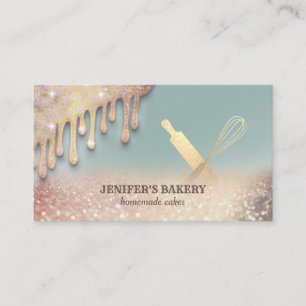 Carte De Visite Glitterie or rouleau pin whisky chef boulangerie