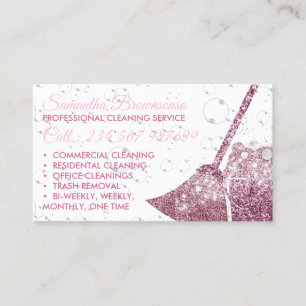 Carte De Visite Glitz Rose Luxury Cleaning Maid Janitorial