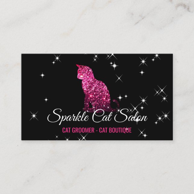 Carte De Visite Glitz rose Starlust Cat (Devant)