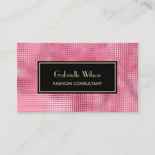 Carte De Visite Glitzy Pink FAUX Sequin Motif Fashion Consultant