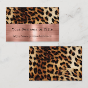 Carte De Visite Glitzy Rose Gold Cream Brown Leopard