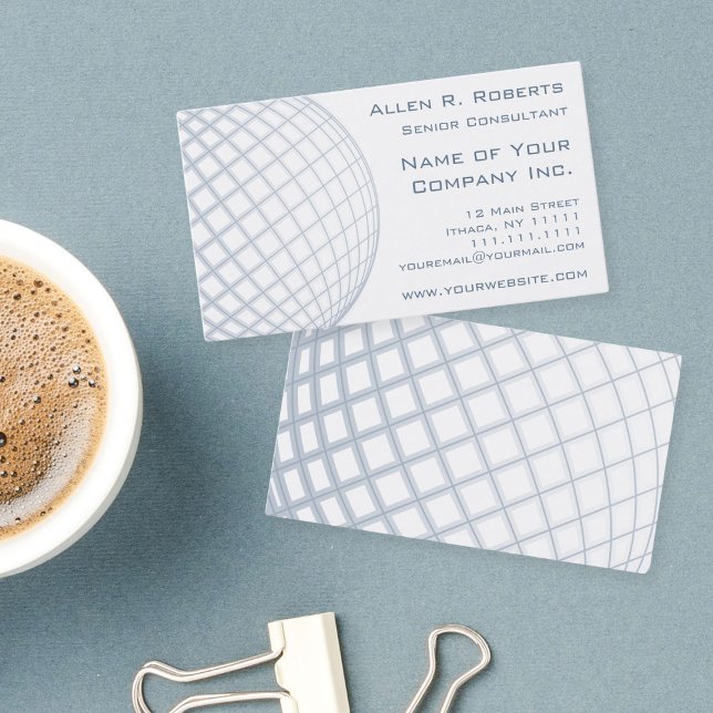 Carte De Visite Global Business Consultant Blue Gray Globe (Créateur téléchargé)