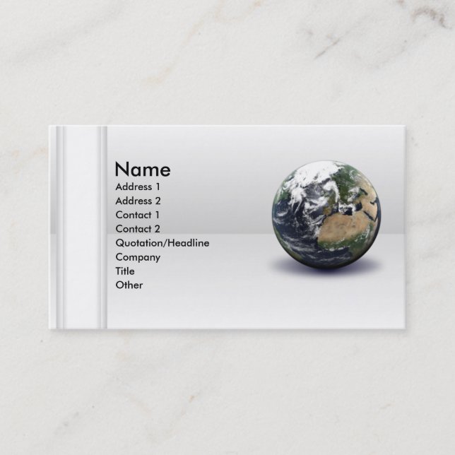 Carte de visite globale de la Terre (Devant)