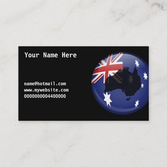 Carte De Visite Globe australien, votre nom ici, (Devant)