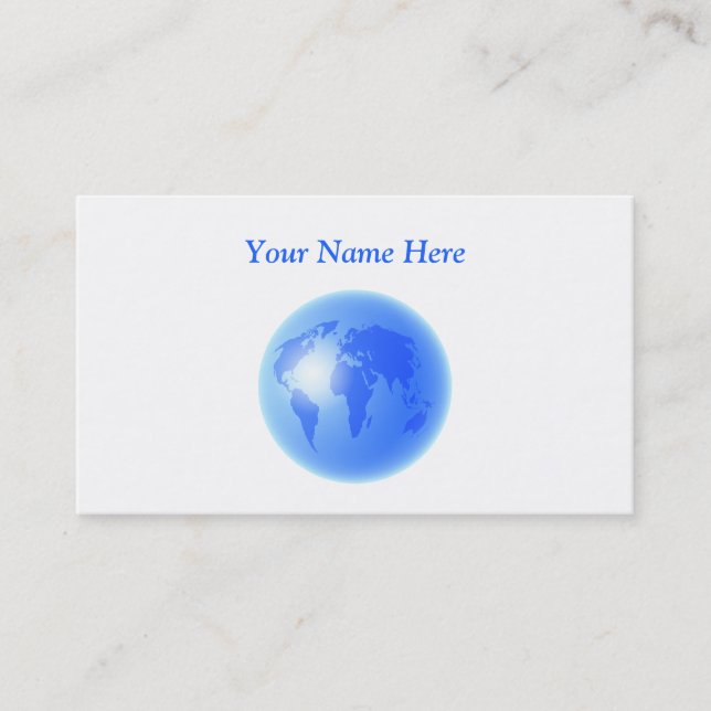 Carte De Visite Globe bleu du monde, votre nom ici (Devant)